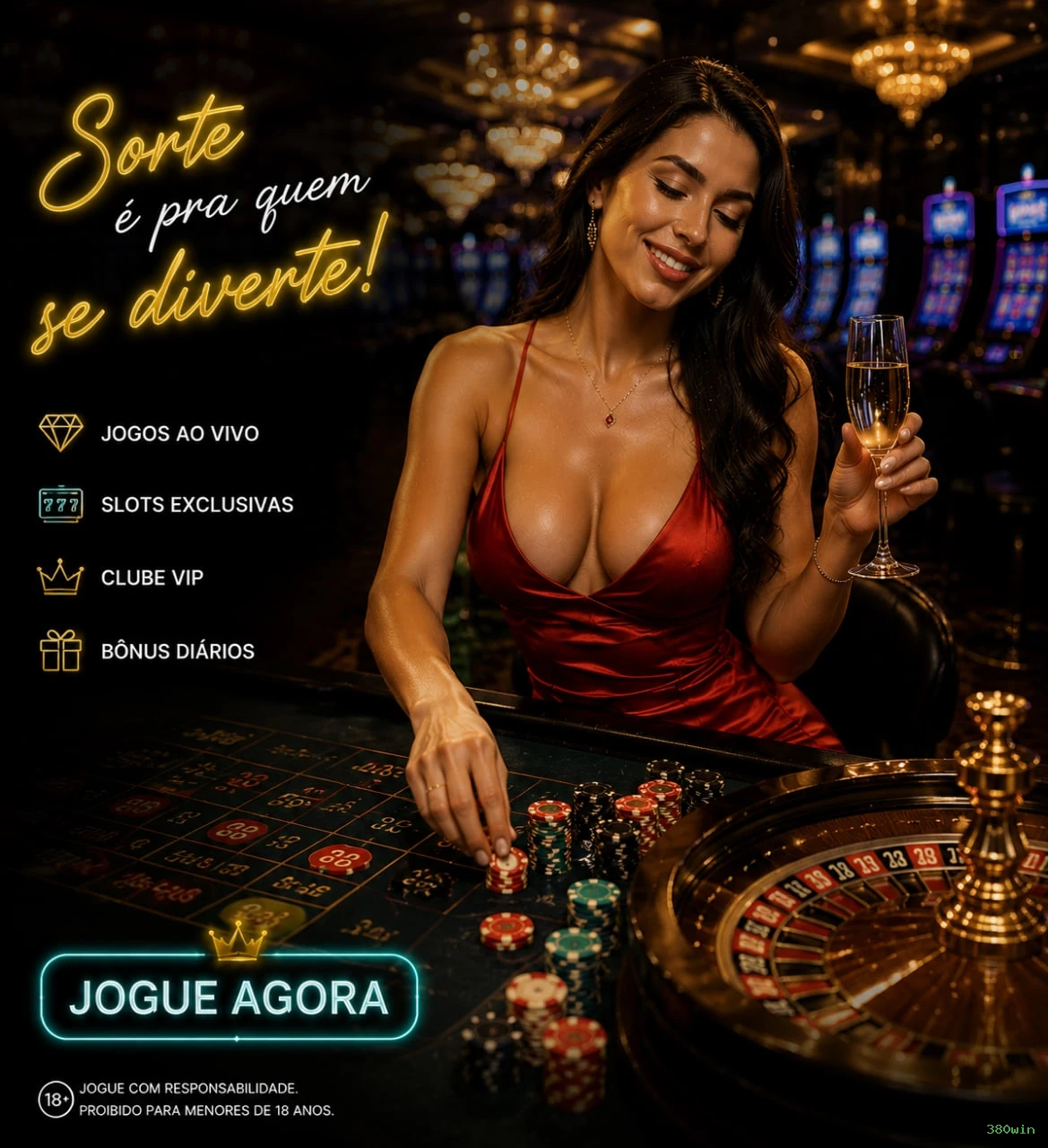 Imagem promocional do cassino online da 380win mostrando jogos ao vivo